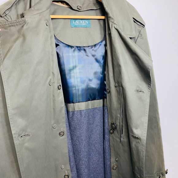 Ralph Lauren Water Repellent Trench Coat Olive Green Inner Warmer Layer Size 38 - Picture 7 of 13